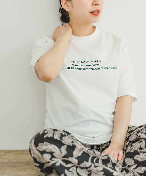 ITEMS URBANRESEARCH（アイテムズ アーバンリサーチ）の「『接触冷感/UVカット』クールコットンハンソデTシャツ（Tシャツ/カットソー・レディース・ダークブラウン/ライトブルー/ホワイト・FREE）」の2枚目の写真