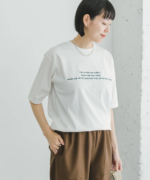 ITEMS URBANRESEARCH(アイテムズ アーバンリサーチ)の「『接触冷感/UVカット』クールコットンハンソデTシャツ(Tシャツ/カットソー・レディース・ダークブラウン/ライトブルー/ホワイト・FREE)」の11枚目の写真