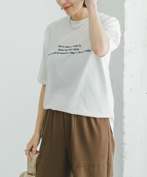 ITEMS URBANRESEARCH(アイテムズ アーバンリサーチ)の「『接触冷感/UVカット』クールコットンハンソデTシャツ(Tシャツ/カットソー・レディース・ダークブラウン/ライトブルー/ホワイト・FREE)」の12枚目の写真