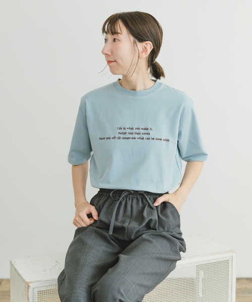ITEMS URBANRESEARCH(アイテムズ アーバンリサーチ)の「『接触冷感/UVカット』クールコットンハンソデTシャツ(Tシャツ/カットソー・レディース・ダークブラウン/ライトブルー/ホワイト・FREE)」の18枚目の写真