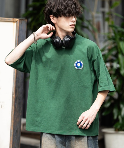 Rocky Monroe（ロッキーモンロー）の「オーバーサイズハート/フラワーワンポイント刺繍半袖Tシャツ（Tシャツ/カットソー・メンズ・ネイビー系/ブラック/ホワイト系/チャコール/ネイビー/グリーン/ホワイト/グリーン系/ネイビー系1/ホワイト系1・M/L/XL）」の7枚目の写真