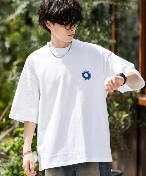 Rocky Monroe（ロッキーモンロー）の「オーバーサイズハート/フラワーワンポイント刺繍半袖Tシャツ（Tシャツ/カットソー・メンズ・ネイビー系/ブラック/ホワイト系/チャコール/ネイビー/グリーン/ホワイト/グリーン系/ネイビー系1/ホワイト系1・M/L/XL）」の15枚目の写真