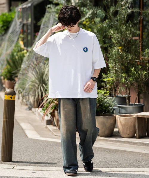 Rocky Monroe（ロッキーモンロー）の「オーバーサイズハート/フラワーワンポイント刺繍半袖Tシャツ（Tシャツ/カットソー・メンズ・ネイビー系/ブラック/ホワイト系/チャコール/ネイビー/グリーン/ホワイト/グリーン系/ネイビー系1/ホワイト系1・M/L/XL）」の18枚目の写真