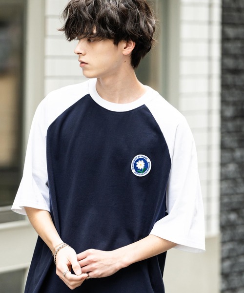 Rocky Monroe（ロッキーモンロー）の「オーバーサイズハート/フラワーワンポイント刺繍半袖Tシャツ（Tシャツ/カットソー・メンズ・ネイビー系/ブラック/ホワイト系/チャコール/ネイビー/グリーン/ホワイト/グリーン系/ネイビー系1/ホワイト系1・M/L/XL）」の19枚目の写真