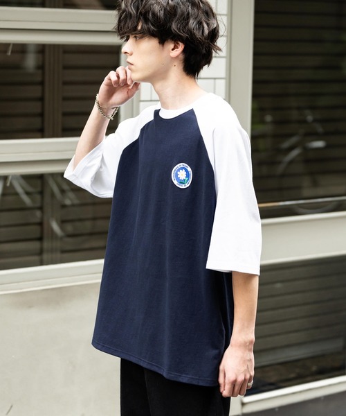 Rocky Monroe（ロッキーモンロー）の「オーバーサイズハート/フラワーワンポイント刺繍半袖Tシャツ（Tシャツ/カットソー・メンズ・ネイビー系/ブラック/ホワイト系/チャコール/ネイビー/グリーン/ホワイト/グリーン系/ネイビー系1/ホワイト系1・M/L/XL）」の20枚目の写真