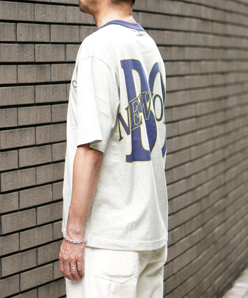 BROOKLYN OVERALL（ブルックリンオーバーオール）の「メランジリンガーＴシャツ（Tシャツ/カットソー・メンズ・ベージュ/グレー・LARGE/MEDIUM/SMALL）」の3枚目の写真