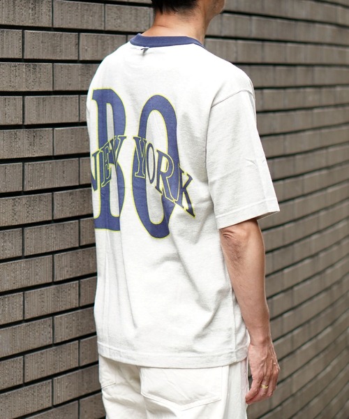 BROOKLYN OVERALL（ブルックリンオーバーオール）の「メランジリンガーＴシャツ（Tシャツ/カットソー・メンズ・ベージュ/グレー・LARGE/MEDIUM/SMALL）」の4枚目の写真