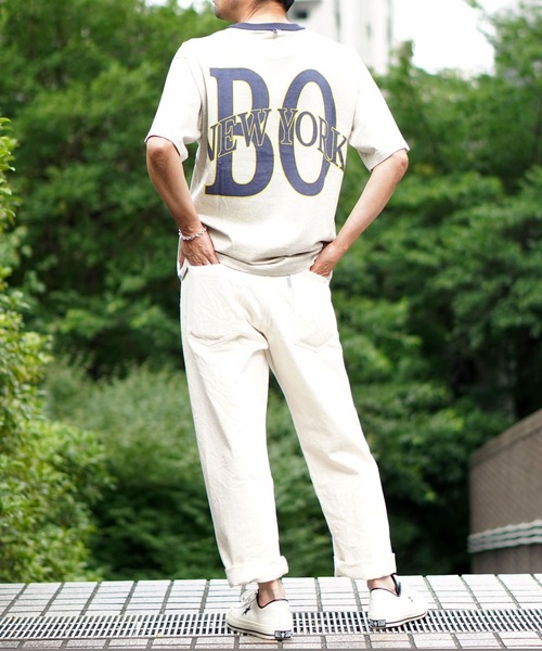 BROOKLYN OVERALL（ブルックリンオーバーオール）の「メランジリンガーＴシャツ（Tシャツ/カットソー・メンズ・ベージュ/グレー・LARGE/MEDIUM/SMALL）」の13枚目の写真