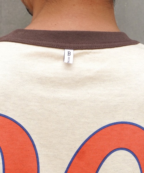 BROOKLYN OVERALL（ブルックリンオーバーオール）の「メランジリンガーＴシャツ（Tシャツ/カットソー・メンズ・ベージュ/グレー・LARGE/MEDIUM/SMALL）」の18枚目の写真