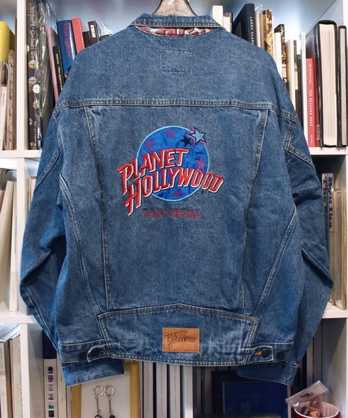 【ヴィンテージ古着】90's PLANET HOLLYWOOD / プラネットハリウッド ロゴ刺繍 デニムジャケット