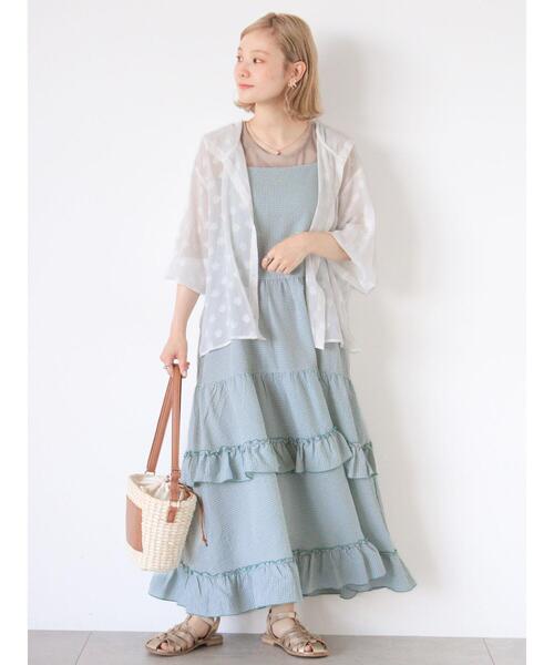 ehka sopo（エヘカソポ）の「◎ティアードフリルキャミワンピース（ワンピース・レディース・ミント/パープル/ブラック・F）」の2枚目の写真