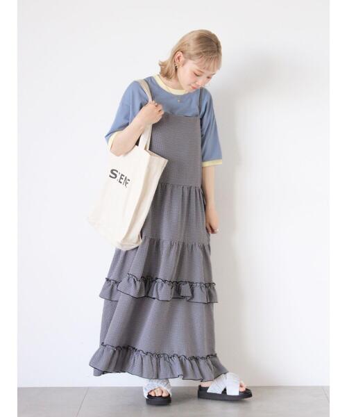 ehka sopo（エヘカソポ）の「◎ティアードフリルキャミワンピース（ワンピース・レディース・ミント/パープル/ブラック・F）」の8枚目の写真