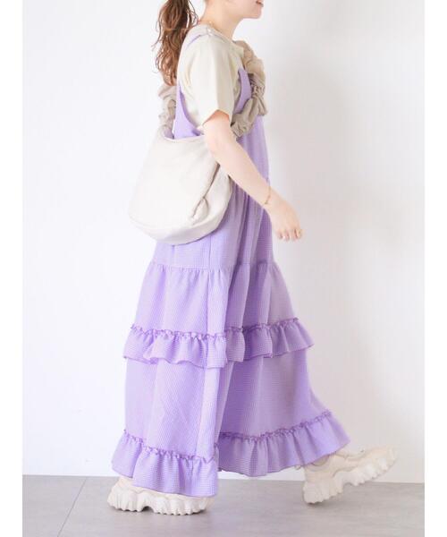 ehka sopo（エヘカソポ）の「◎ティアードフリルキャミワンピース（ワンピース・レディース・ミント/パープル/ブラック・F）」の13枚目の写真