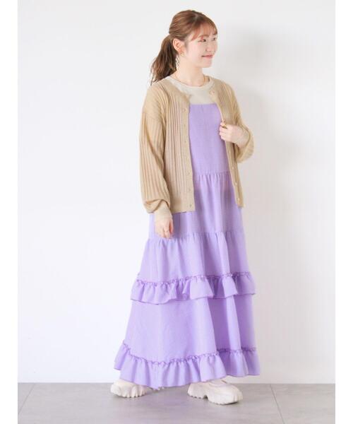 ehka sopo（エヘカソポ）の「◎ティアードフリルキャミワンピース（ワンピース・レディース・ミント/パープル/ブラック・F）」の17枚目の写真