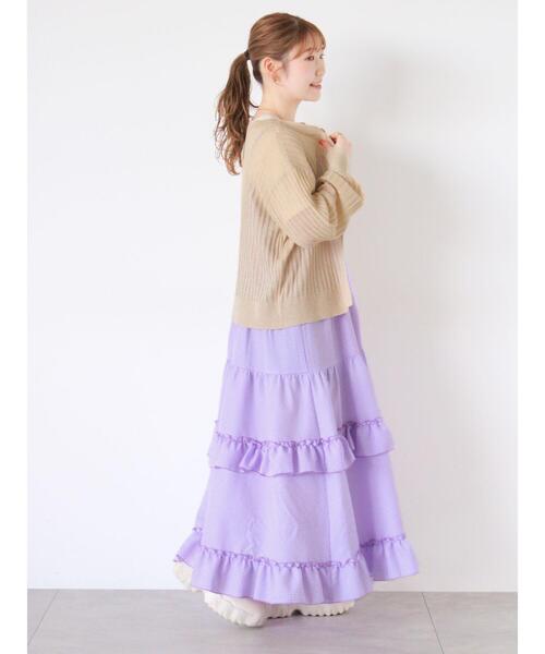 ehka sopo（エヘカソポ）の「◎ティアードフリルキャミワンピース（ワンピース・レディース・ミント/パープル/ブラック・F）」の18枚目の写真