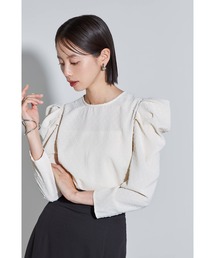 3Dドットタックスリーブブラウス