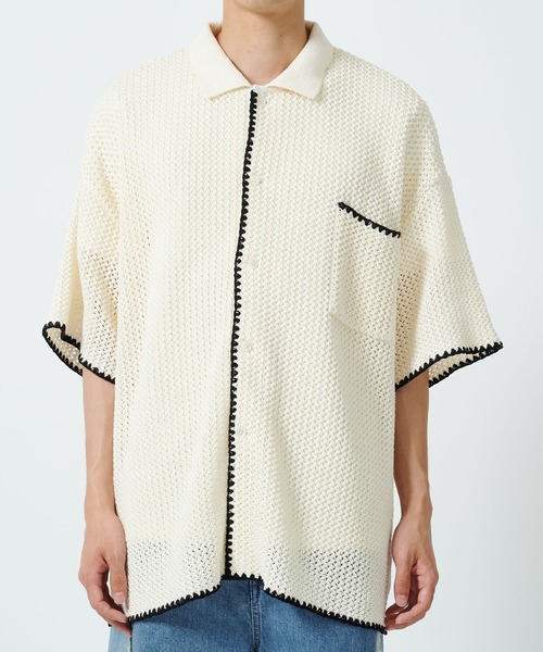 DISCOVERED（ディスカバード）の「SHELL STITCH MESH KNIT SHIRTS（シャツ/ブラウス・メンズ・ブラック/オフホワイト・1/3）」の9枚目の写真