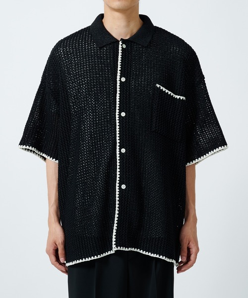 DISCOVERED（ディスカバード）の「SHELL STITCH MESH KNIT SHIRTS（シャツ/ブラウス・メンズ・ブラック/オフホワイト・1/3）」の4枚目の写真