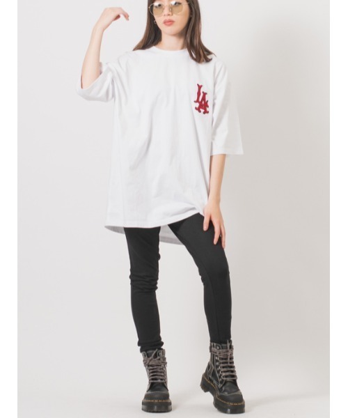 RE730（アールイーセブンサーティー）の「RE730 ロゴ刺繍半袖BIGシルエットTシャツ（Tシャツ/カットソー・メンズ・イエロー/ターコイズブルー/ブラック/オフホワイト・LARGE/MEDIUM）」の7枚目の写真