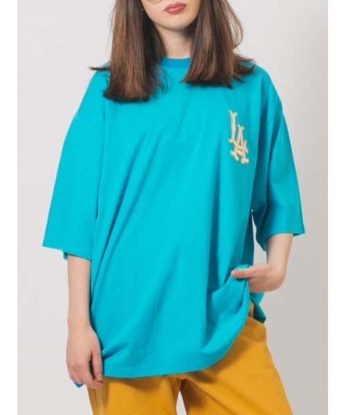 RE730（アールイーセブンサーティー）の「RE730 ロゴ刺繍半袖BIGシルエットTシャツ（Tシャツ/カットソー・メンズ・イエロー/ターコイズブルー/ブラック/オフホワイト・LARGE/MEDIUM）」の9枚目の写真