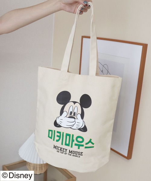 Disney（ディズニー）の「Disney（ディズニー）ミッキーマウス×韓国語ロゴプリント キャンバストートバッグ レディース メンズ ユニセックス（トートバッグ・レディース・ホワイト系その他/ホワイト系その他2/ホワイト系その他3/ホワイト系その他4・FREE）」の2枚目の写真