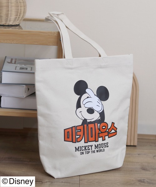 Disney（ディズニー）の「Disney（ディズニー）ミッキーマウス×韓国語ロゴプリント キャンバストートバッグ レディース メンズ ユニセックス（トートバッグ・レディース・ホワイト系その他/ホワイト系その他2/ホワイト系その他3/ホワイト系その他4・FREE）」の4枚目の写真