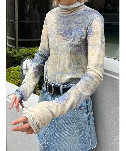 BLACK BY MOUSSY(ブラックバイマウジー)の「art pattern highneck tops(アートパターンハイネックトップス)(Tシャツ/カットソー・レディース・イエロー系その他/ブルー系その他・FREE)」の22枚目の写真