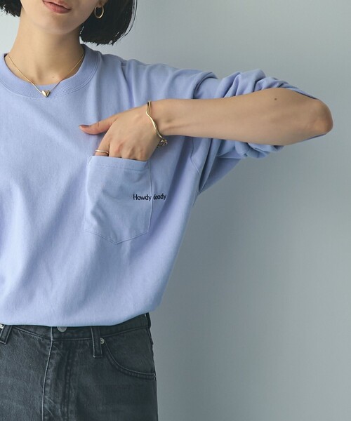 coen(コーエン)の「ポケット刺繍ロングスリーブTシャツ(Tシャツ/カットソー・レディース・オフホワイト/ライトピンク/ライラック/ダークグレー・M/L)」の3枚目の写真