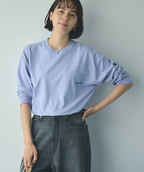coen(コーエン)の「ポケット刺繍ロングスリーブTシャツ(Tシャツ/カットソー・レディース・オフホワイト/ライトピンク/ライラック/ダークグレー・M/L)」の5枚目の写真