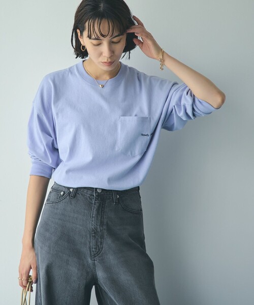 coen(コーエン)の「ポケット刺繍ロングスリーブTシャツ(Tシャツ/カットソー・レディース・オフホワイト/ライトピンク/ライラック/ダークグレー・M/L)」の6枚目の写真