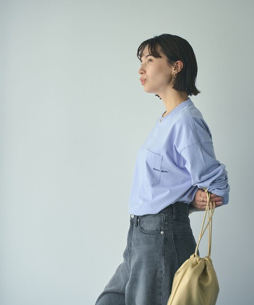 coen(コーエン)の「ポケット刺繍ロングスリーブTシャツ(Tシャツ/カットソー・レディース・オフホワイト/ライトピンク/ライラック/ダークグレー・M/L)」の7枚目の写真