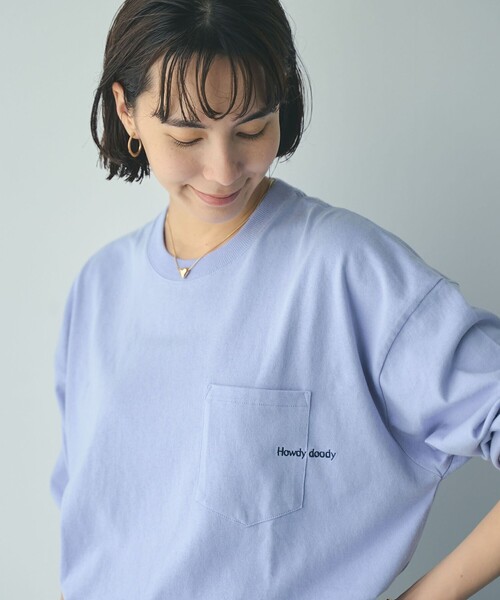 coen(コーエン)の「ポケット刺繍ロングスリーブTシャツ(Tシャツ/カットソー・レディース・オフホワイト/ライトピンク/ライラック/ダークグレー・M/L)」の9枚目の写真