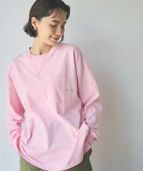 coen(コーエン)の「ポケット刺繍ロングスリーブTシャツ(Tシャツ/カットソー・レディース・オフホワイト/ライトピンク/ライラック/ダークグレー・M/L)」の14枚目の写真