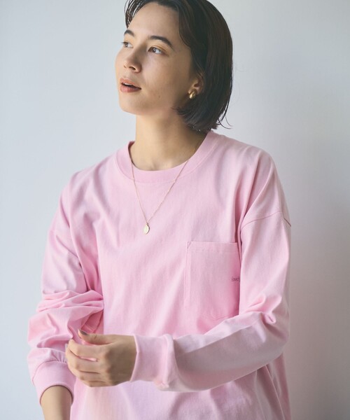 coen(コーエン)の「ポケット刺繍ロングスリーブTシャツ(Tシャツ/カットソー・レディース・オフホワイト/ライトピンク/ライラック/ダークグレー・M/L)」の15枚目の写真