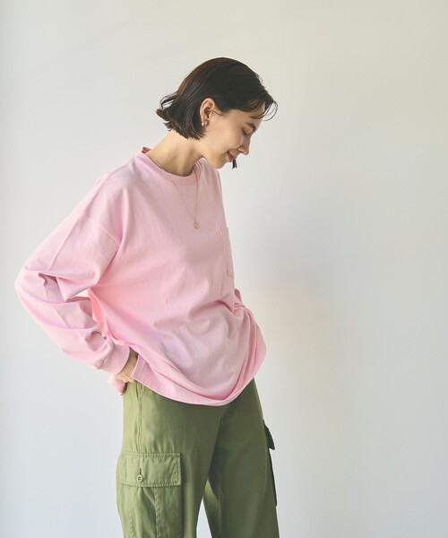 coen(コーエン)の「ポケット刺繍ロングスリーブTシャツ(Tシャツ/カットソー・レディース・オフホワイト/ライトピンク/ライラック/ダークグレー・M/L)」の17枚目の写真