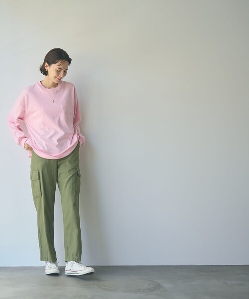 coen(コーエン)の「ポケット刺繍ロングスリーブTシャツ(Tシャツ/カットソー・レディース・オフホワイト/ライトピンク/ライラック/ダークグレー・M/L)」の21枚目の写真