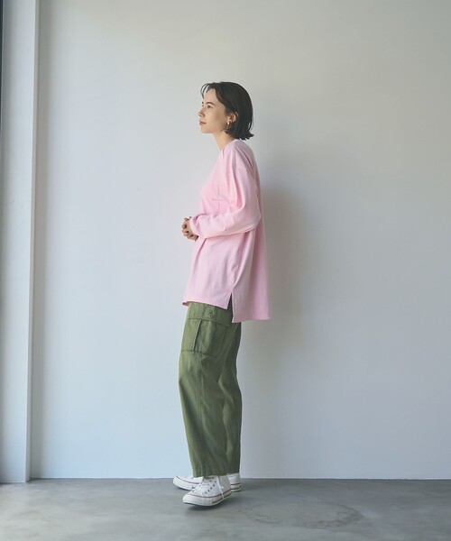 coen(コーエン)の「ポケット刺繍ロングスリーブTシャツ(Tシャツ/カットソー・レディース・オフホワイト/ライトピンク/ライラック/ダークグレー・M/L)」の22枚目の写真