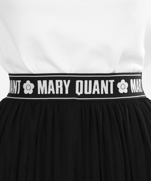MARY QUANT ロゴテープチュールプリーツ スカート　アイボリー Amazon.co.jp: [マリークヮント] ロゴテープチュールプリーツ スカート