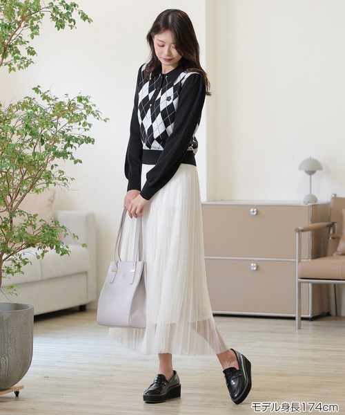 MARY QUANT（マリークワント）の「ロゴテープチュールプリーツ