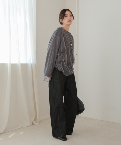 Bab(バブ)の「チュールレイヤードトップス(Tシャツ/カットソー・レディース・ホワイト系その他/杢グレー/グレー・FREE)」の8枚目の写真