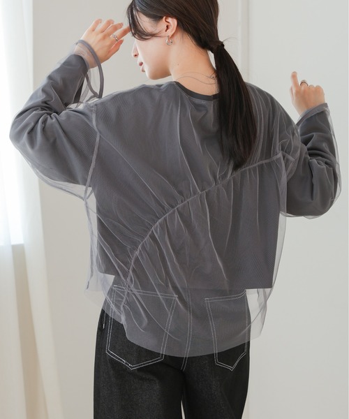 Bab(バブ)の「チュールレイヤードトップス(Tシャツ/カットソー・レディース・ホワイト系その他/杢グレー/グレー・FREE)」の10枚目の写真