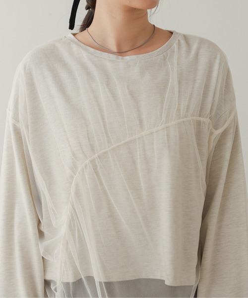 Bab(バブ)の「チュールレイヤードトップス(Tシャツ/カットソー・レディース・ホワイト系その他/杢グレー/グレー・FREE)」の18枚目の写真