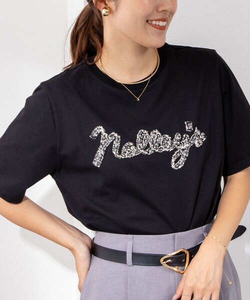 NOLLEY’S（ノーリーズ）の「ノーリーズ刺繍Tシャツ（Tシャツ/カットソー・レディース・ホワイト系その他3/ブラック系その他/ホワイト系その他2/ホワイト系その他4/ホワイト系その他5/ブラック系その他2・38）」の6枚目の写真