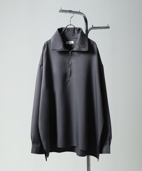 ハーフジップ スタンドカラー 長袖シャツ S〜XL セール】ハーフジップスタンドカラー 長袖 シャツ（シャツ
