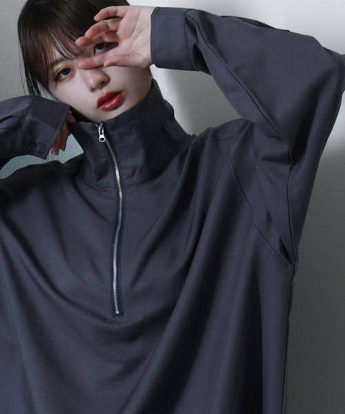 ハーフジップ スタンドカラー 長袖シャツ S〜XL セール】ハーフジップスタンドカラー 長袖 シャツ（シャツ