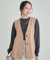 DRESKIP | 【洗える/イージーケア/セットアップ可】後ろリボン きれいめジレ(ベスト)
