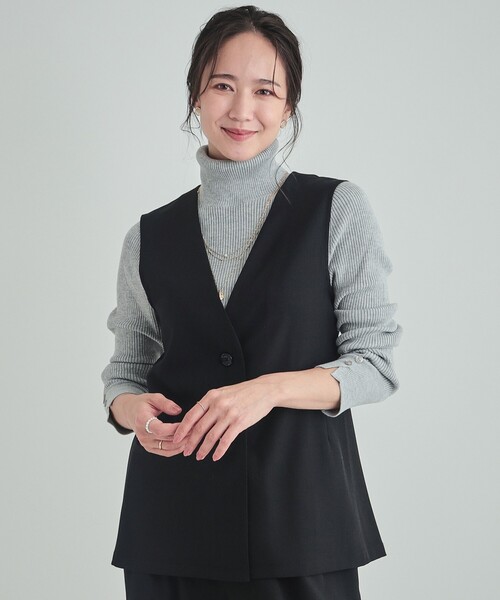 DRESKIP（ドレスキップ）の「【洗える/イージーケア/セットアップ可】後ろリボン きれいめジレ（ベスト・レディース・ブラック/チャコールグレー/ベージュ・02/03/04）」の2枚目の写真