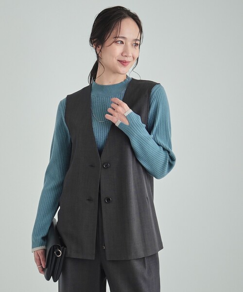 DRESKIP（ドレスキップ）の「【洗える/イージーケア/セットアップ可】後ろリボン きれいめジレ（ベスト・レディース・ブラック/チャコールグレー/ベージュ・02/03/04）」の4枚目の写真