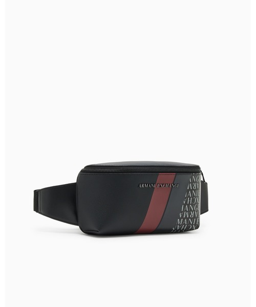 ARMANI EXCHANGE ボディバッグ モノグラム ストライプ ブラック ARMANI EXCHANGE ウエストポーチ 「A|X アルマーニ