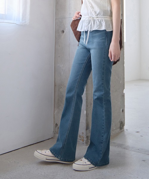 CHAN ME(チャンミ)の「【選べる2丈】ストレッチセミフレアデニムパンツ(デニムパンツ・レディース・インディゴブルー/ライトブルー/ブルー・TL/TLL/TS/TM/SMALL/MEDIUM/LARGE/X-LARGE)」の8枚目の写真